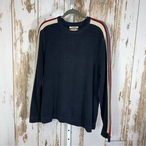 Eddie Bauer Men's Crewneck Sweater - Navy with Red and White Accents. Size Large